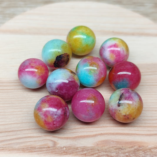 Jade – perles naturelles teintées  12 mm – lot de 10