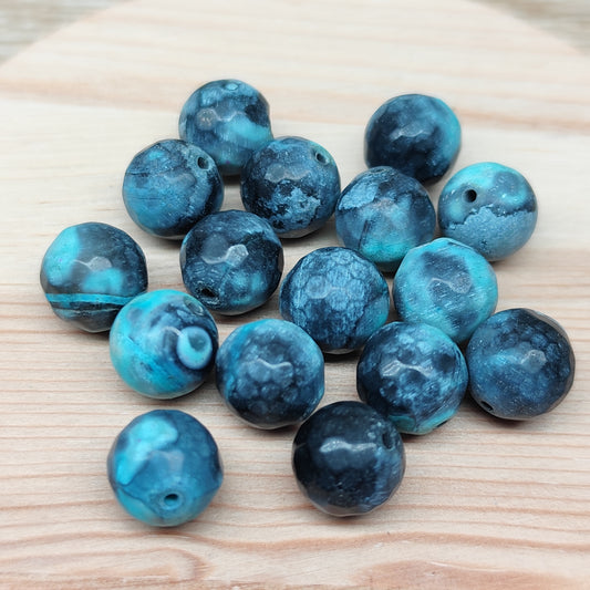 Agate facettée – perles naturelles teintées  10 mm – lot de 15