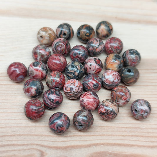 Jaspe léopard – perles naturelles 6,5 mm – lot de 30