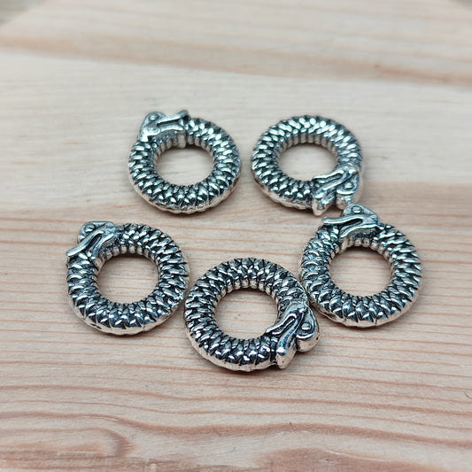 Anneaux serpent en métal argenté – 13,5 mm - lot de 5