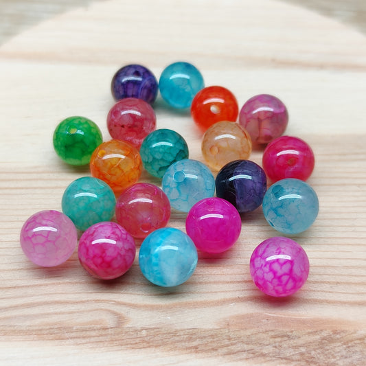 Agate veines de dragon – perles naturelles teintées 8 mm – lot de 20