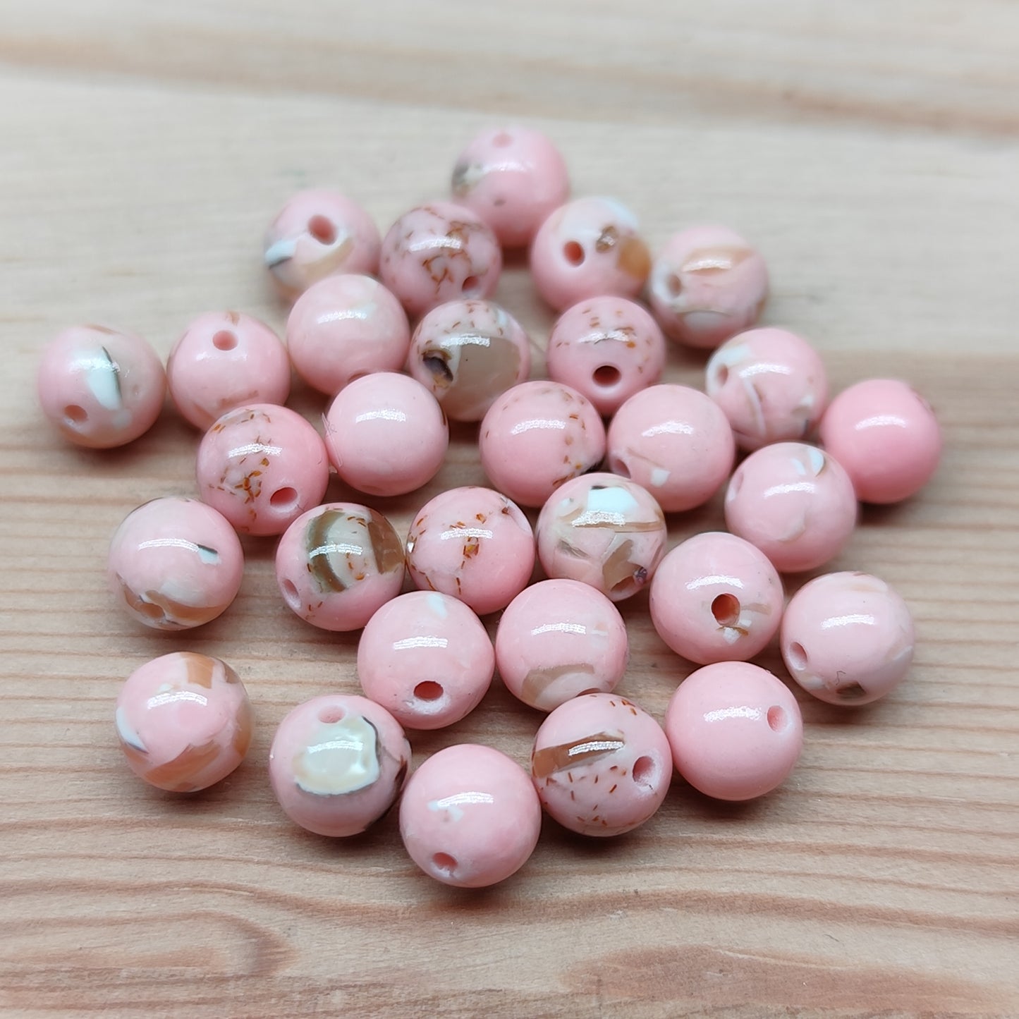 Perle en coquillage – perles naturelles 6,5 mm – lot de 30