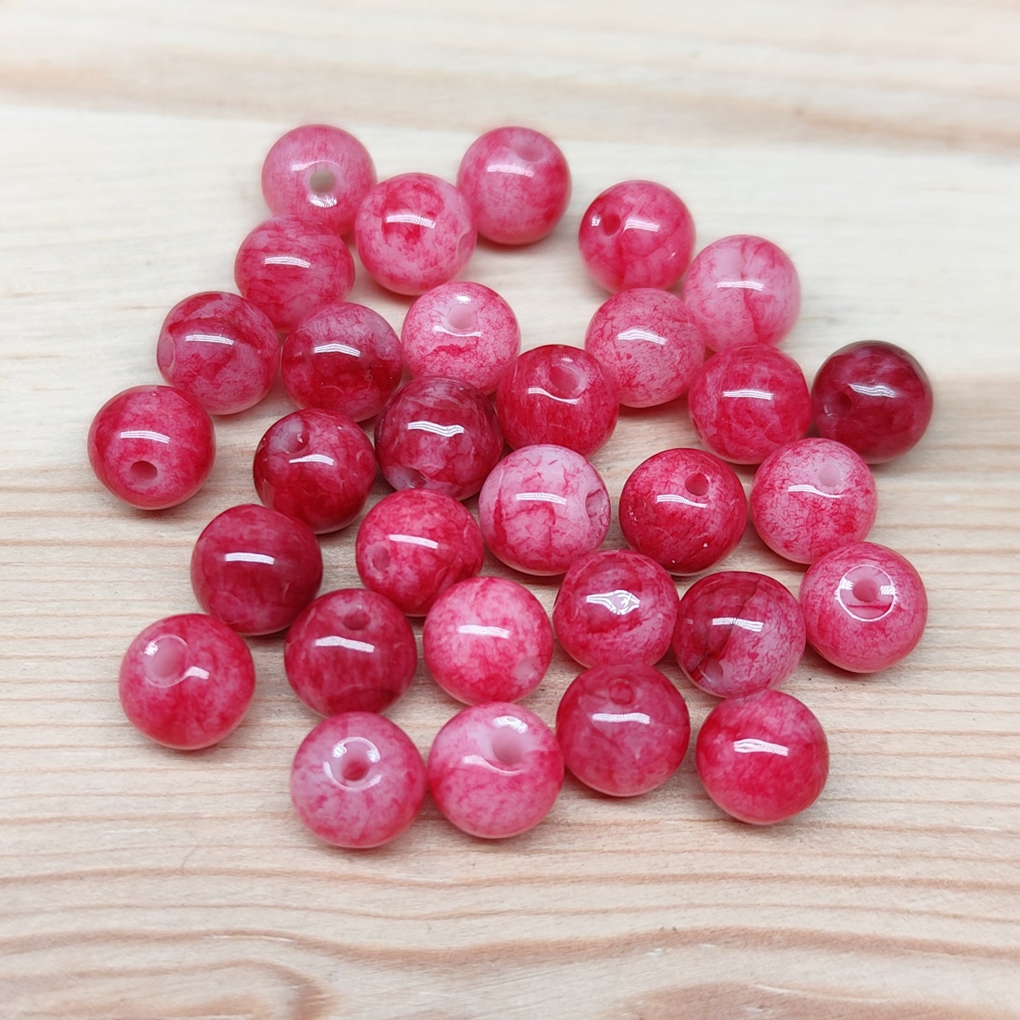 Jade rose – perles naturelles 6 mm – lot de 30