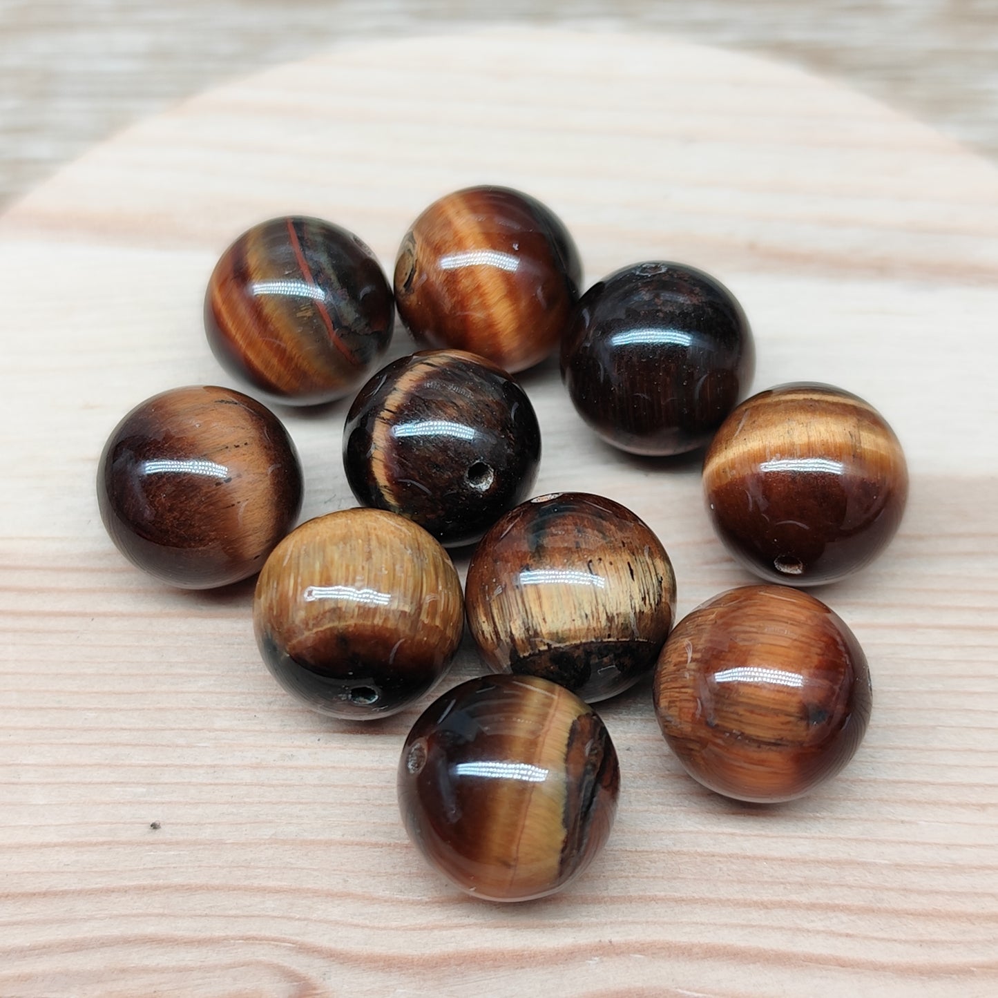 Oeil de Tigre – perles naturelles 12 mm – lot de 10