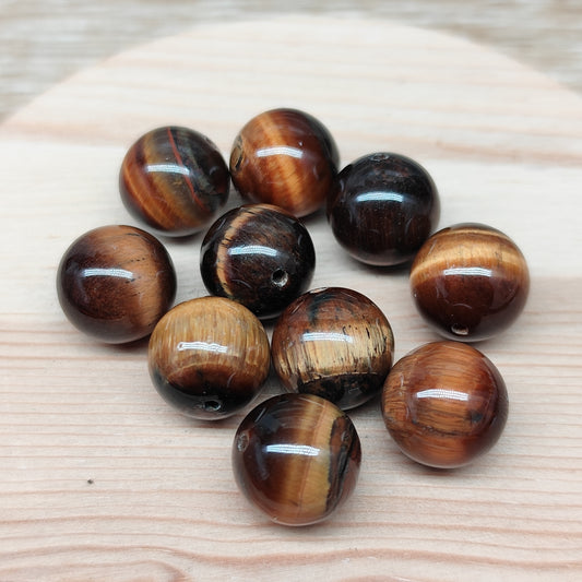 Oeil de Tigre – perles naturelles 12 mm – lot de 10