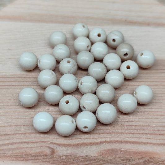 Jaspe fossile – perles naturelles 6,5 mm – lot de 30
