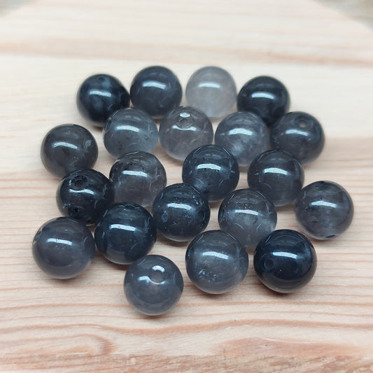 Jade encre – perles naturelles teintées 8 mm – lot de 20
