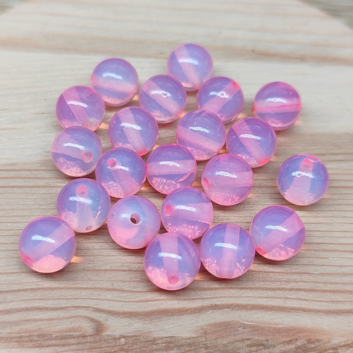 Perles Opalite rose – perles synthétiques 8 mm – lot de 20