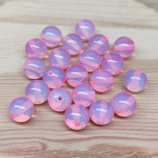Perles Opalite rose – perles synthétiques 8 mm – lot de 20
