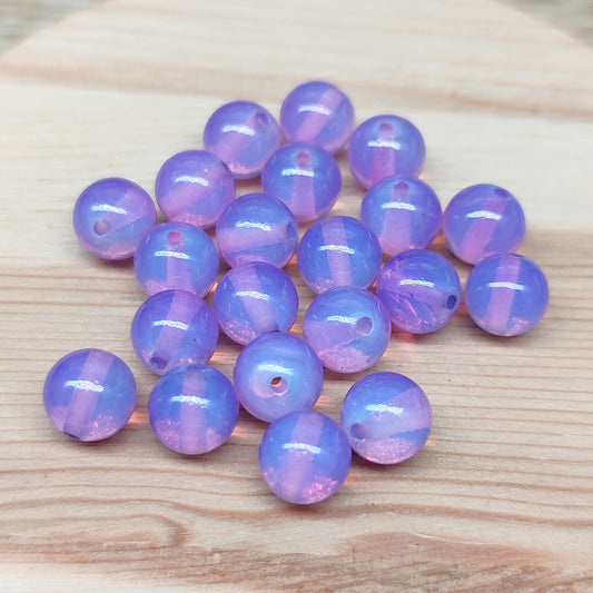 Perles Opalite mauve – perles synthétiques 8 mm – lot de 20