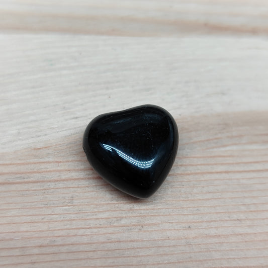 Obsidienne noire forme cœur – perle naturelle 14 mm – 1 pcs
