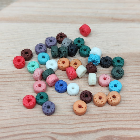 Pierre de lave multicolores – perles naturelles teintées 4,5 mm – lot de 40