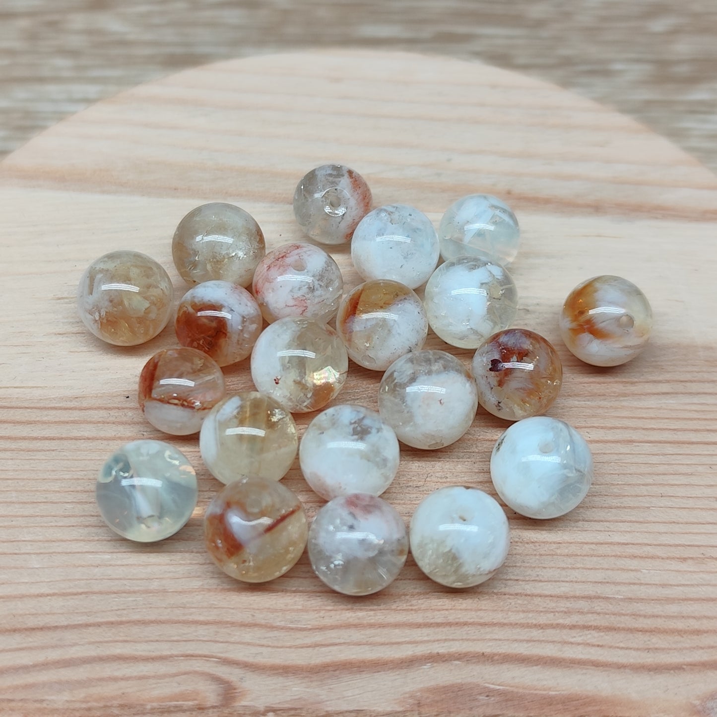Citrine – perles naturelles chauffées 8 mm – lot de 20
