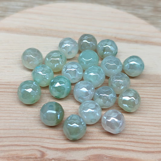 Agate verte aura facettée – perles naturelles teintées aura 8 mm – lot de 20