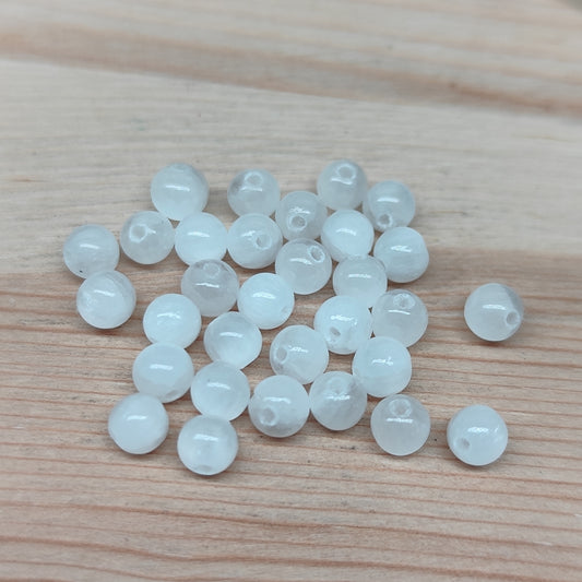 Sélénite – perles naturelles 4,5 mm – lot de 30