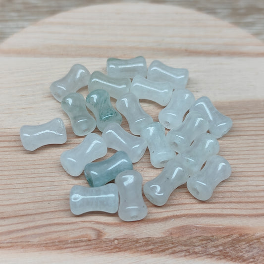 Jade forme bambou – perles naturelles 6 mm – lot de 20