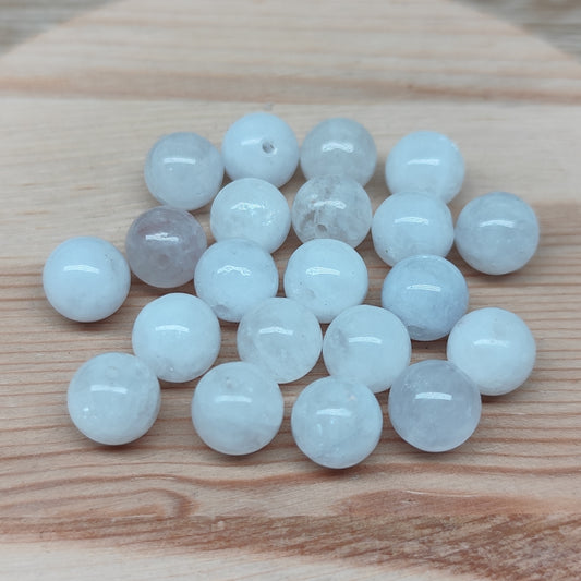 Jade blanc – perles naturelles 8,5 mm – lot de 20