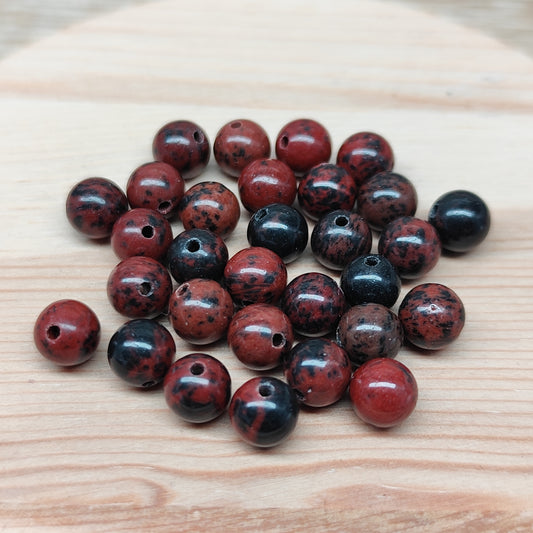 Obsidienne acajou – perles naturelles 6,5 mm – lot de 30