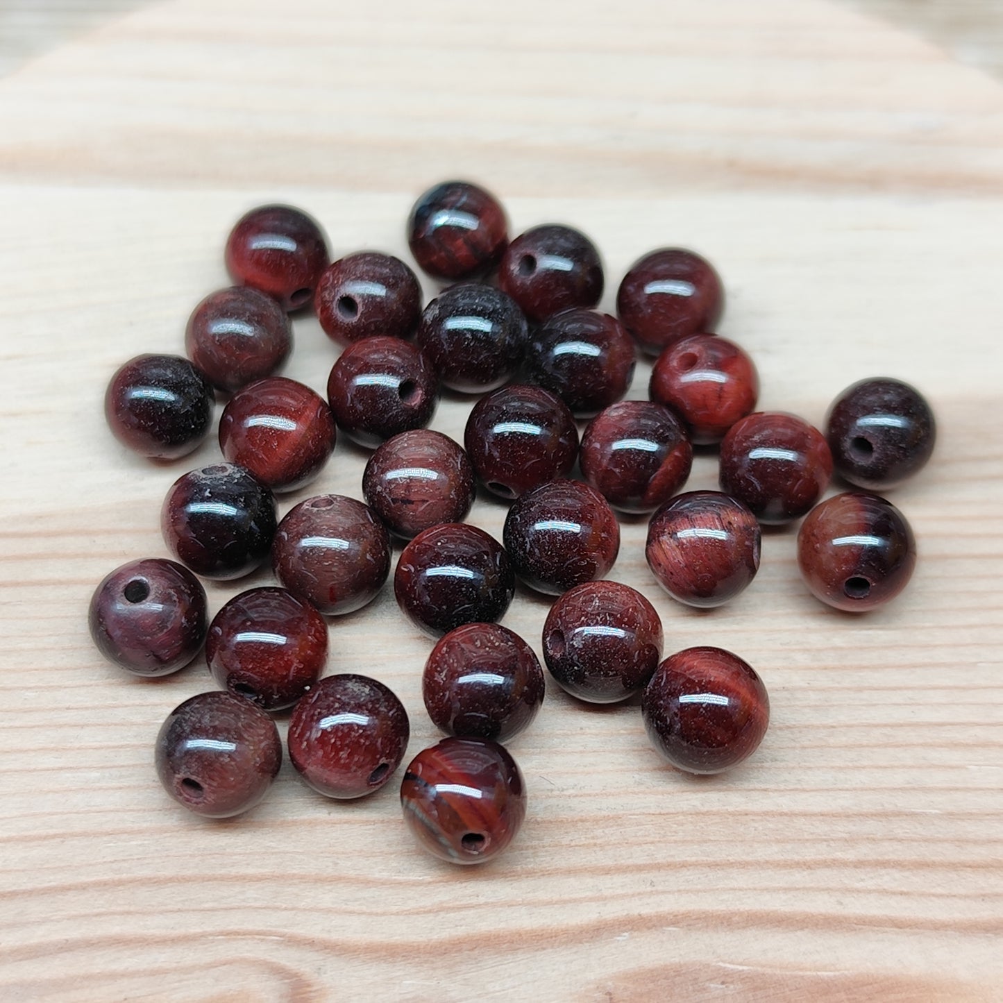 Œil de tigre rouge – perles naturelles 6 mm – lot de 30