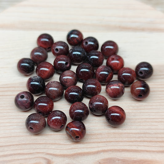 Œil de tigre rouge – perles naturelles 6 mm – lot de 30