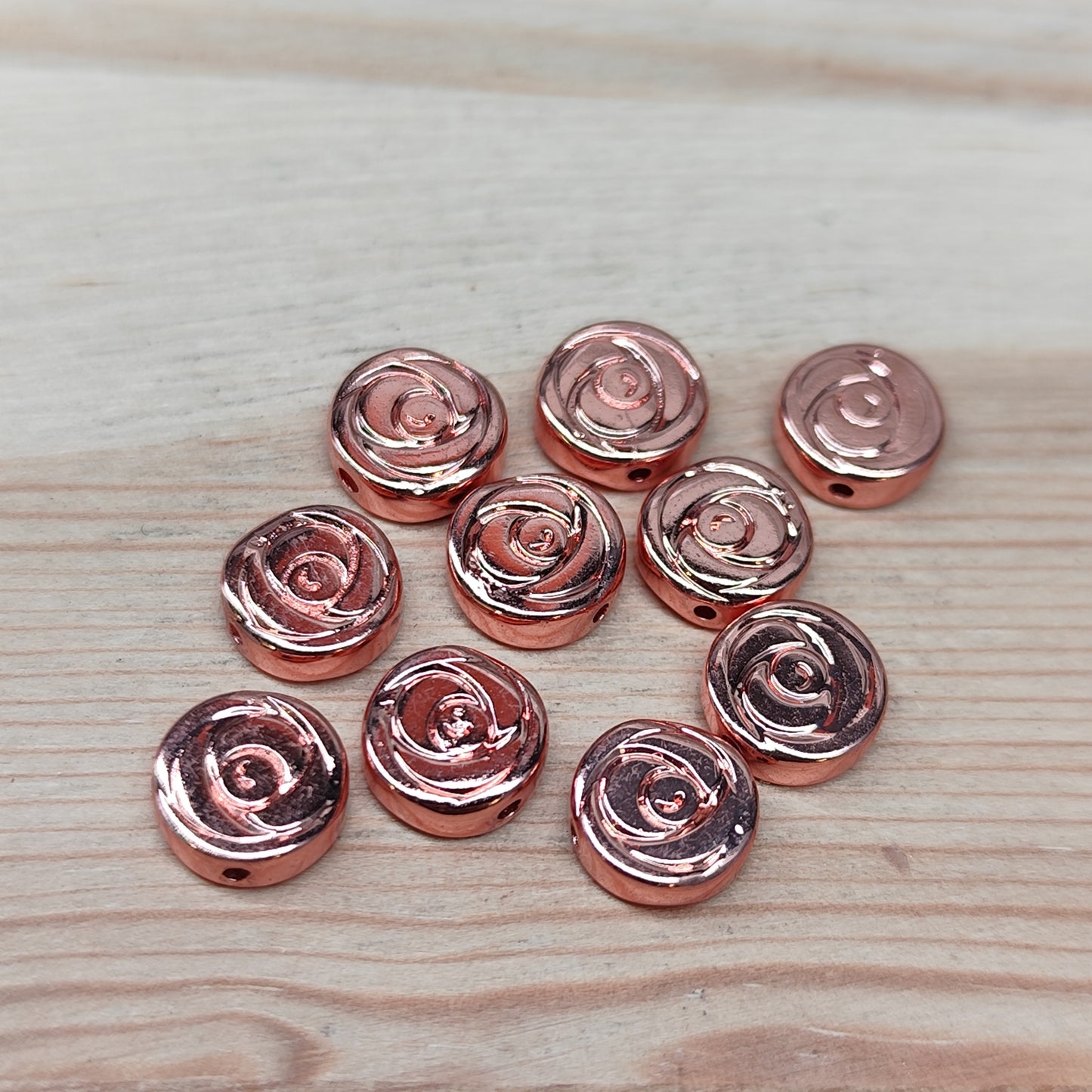 Hématite fleur rose – perles naturelles 8 mm – lot de 10