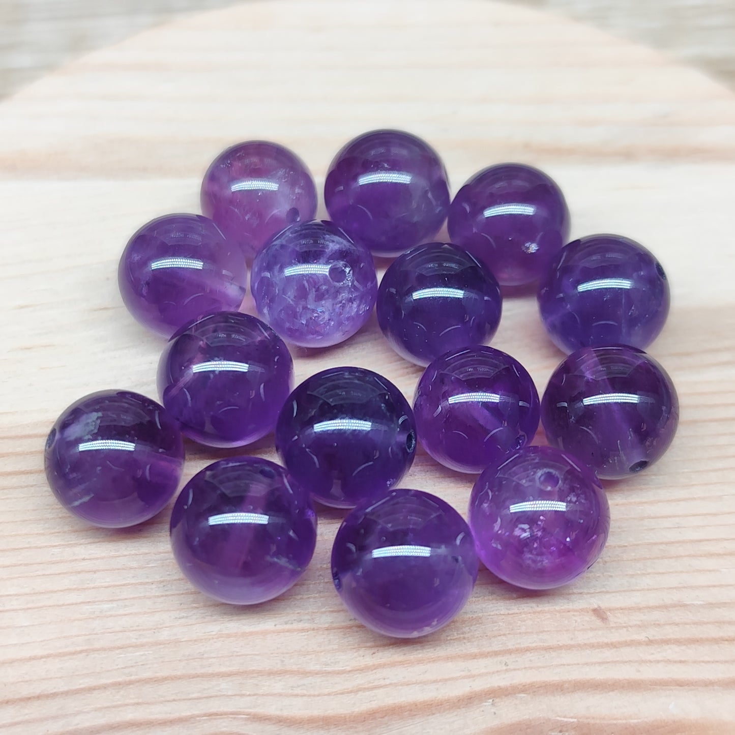 Améthyste – perles naturelles 10 mm – lot de 15