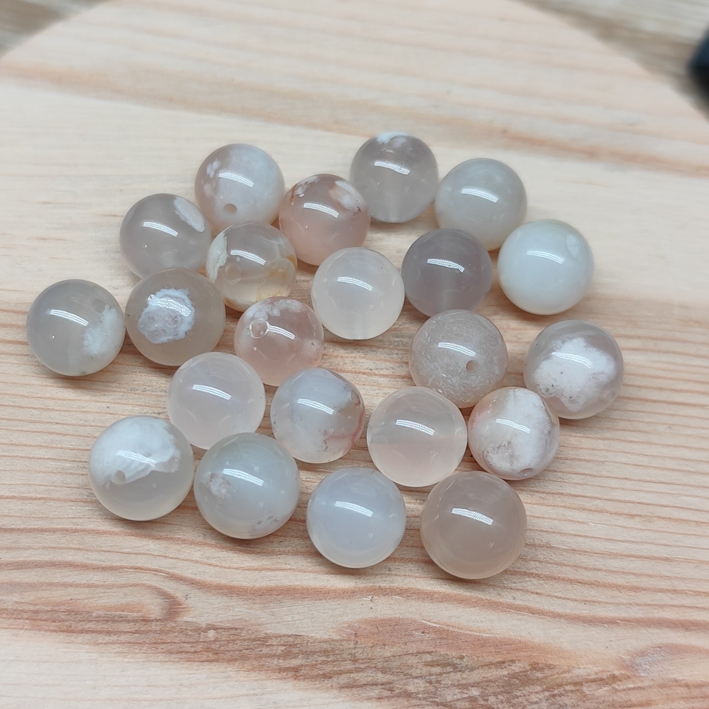 Agate fleur – perles naturelles 8,5 mm – lot de 20
