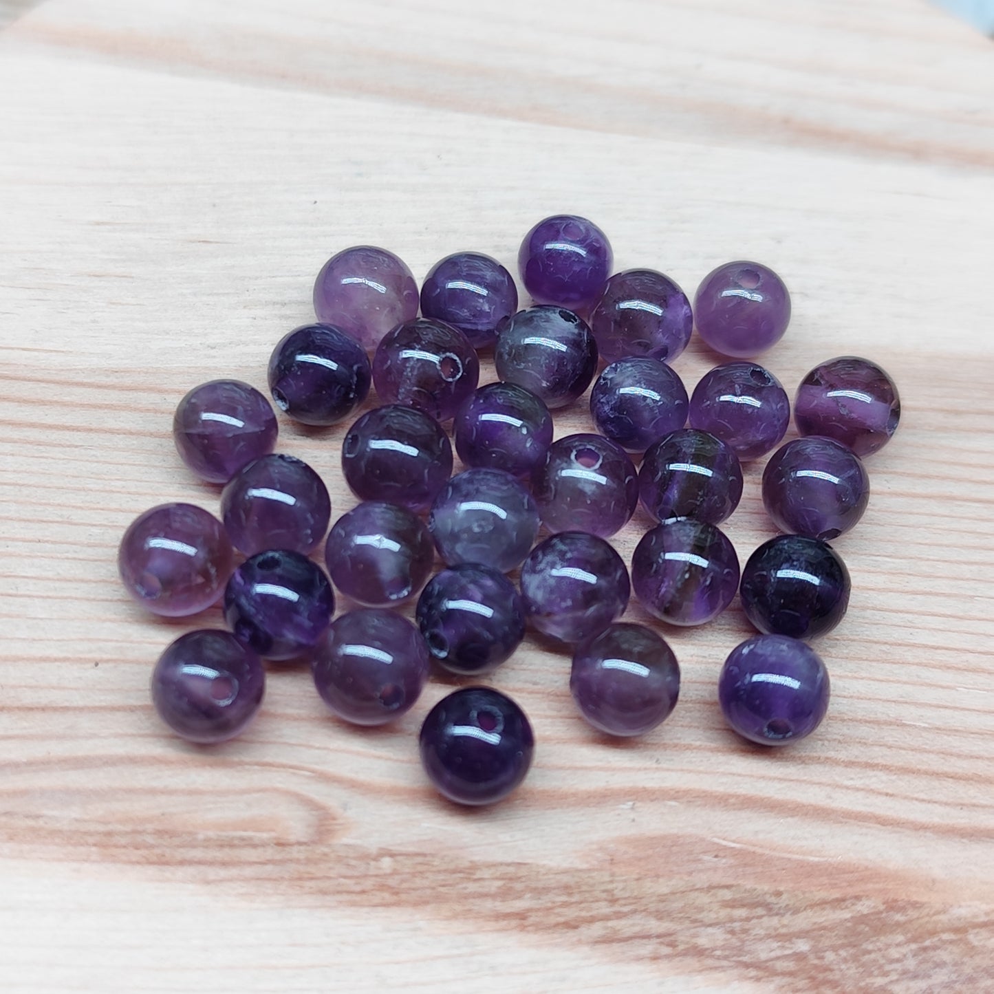 Améthyste – perles naturelles 6 mm – lot de 30
