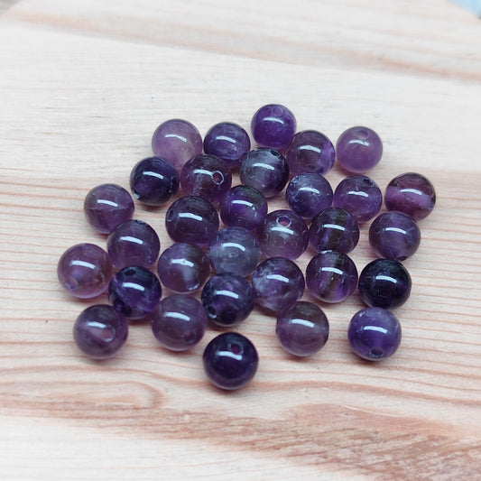 Améthyste – perles naturelles 6 mm – lot de 30