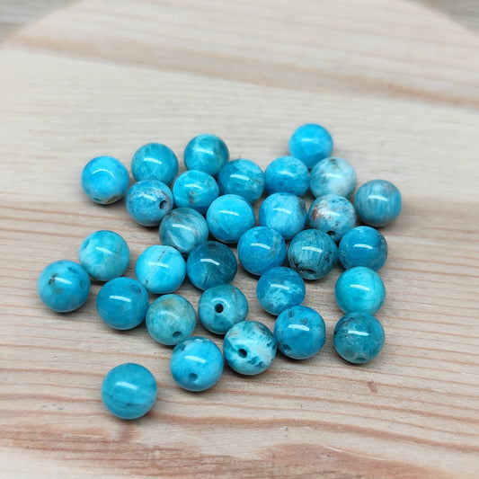 Apatite – perles naturelles 5,5 mm – lot de 30