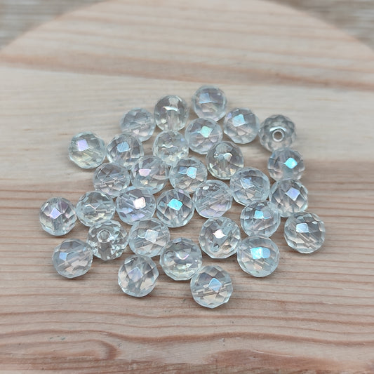 Quartz cristal de roche facetté aura – perles naturelles 6 mm – lot de 30