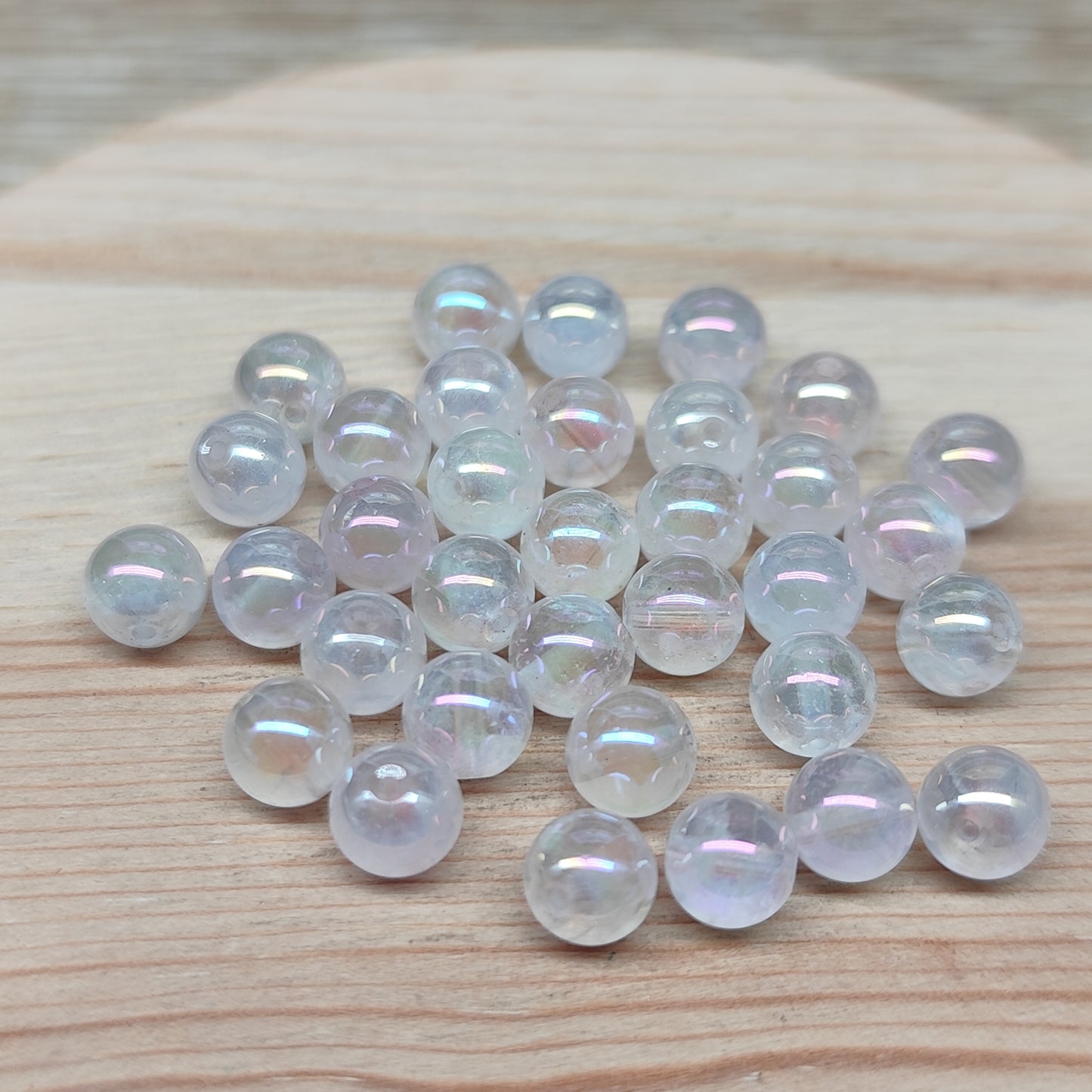 Quartz cristal de roche aura rose – perles naturelles teintées 6 mm – lot de 34