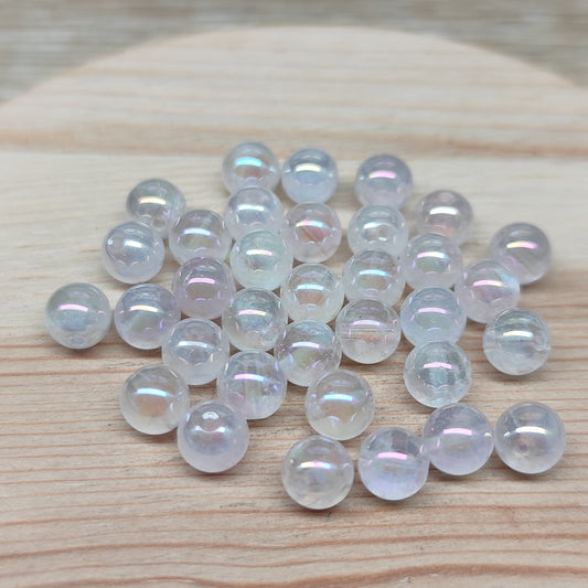 Quartz cristal de roche aura rose – perles naturelles teintées 6 mm – lot de 34