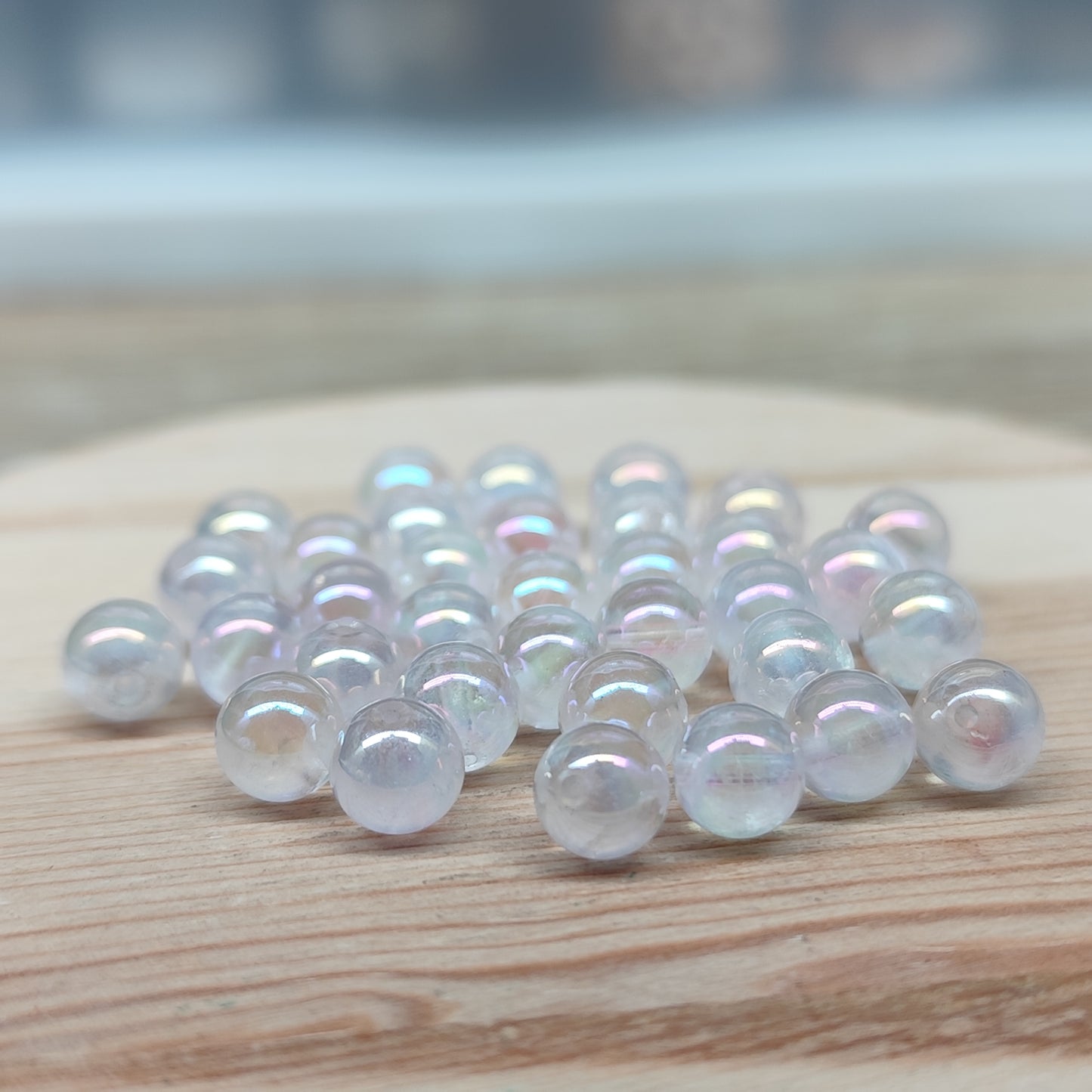 Quartz cristal de roche aura rose – perles naturelles teintées 6 mm – lot de 34