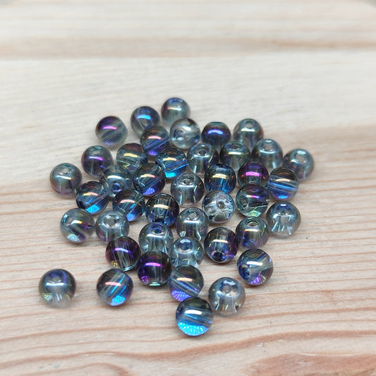 Quartz cristal de roche aura noir – perles naturelles teintées 4 mm – lot de 40
