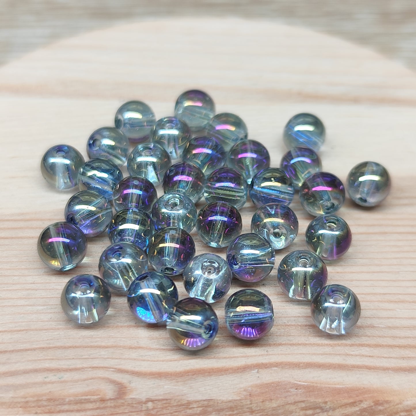 Quartz cristal de roche aura noir – perles naturelles teintées 6 mm – lot de 34