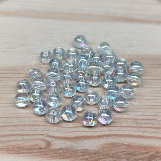 Quartz cristal de roche aura – perles naturelles teintées 4 mm – lot de 40