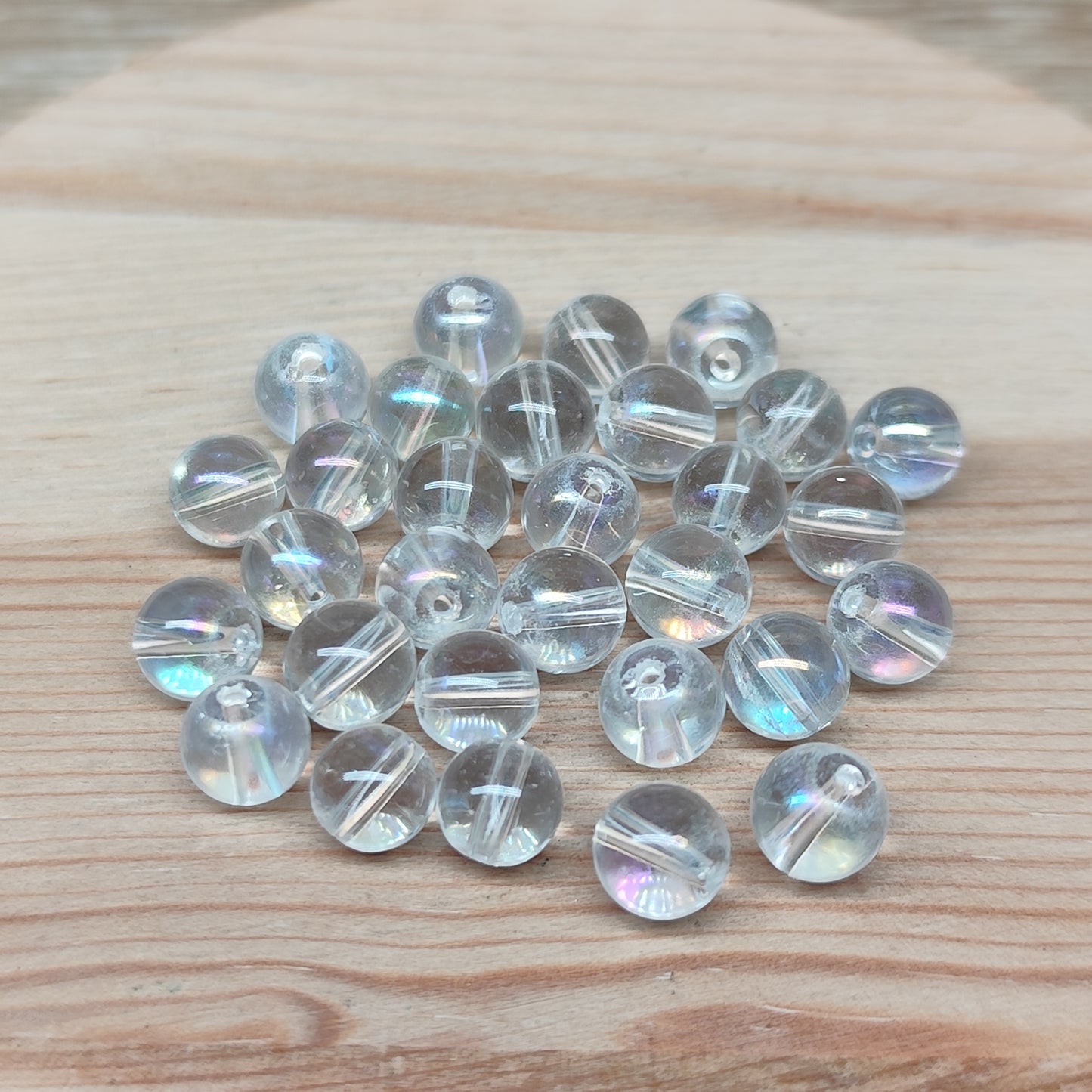 Quartz cristal de roche aura – perles naturelles teintées 6 mm – lot de 30