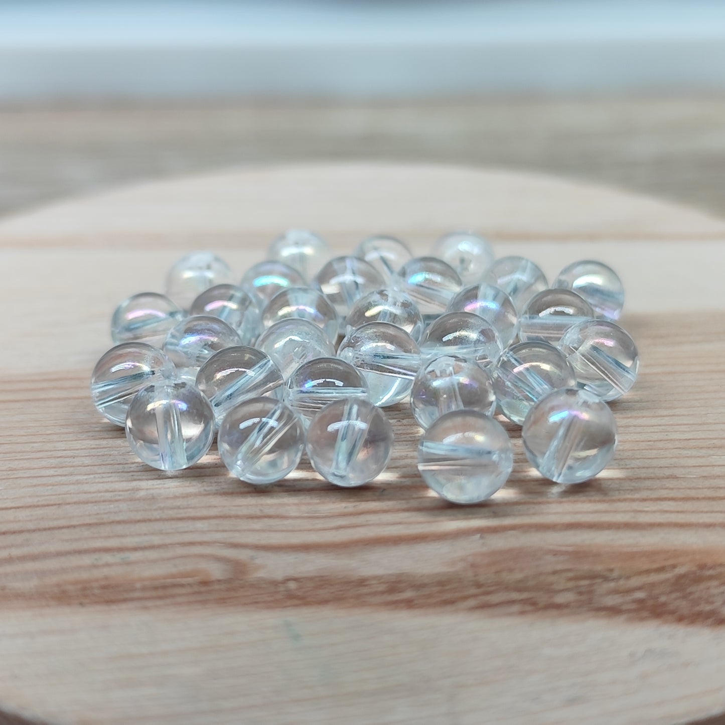 Quartz cristal de roche aura – perles naturelles teintées 6 mm – lot de 30