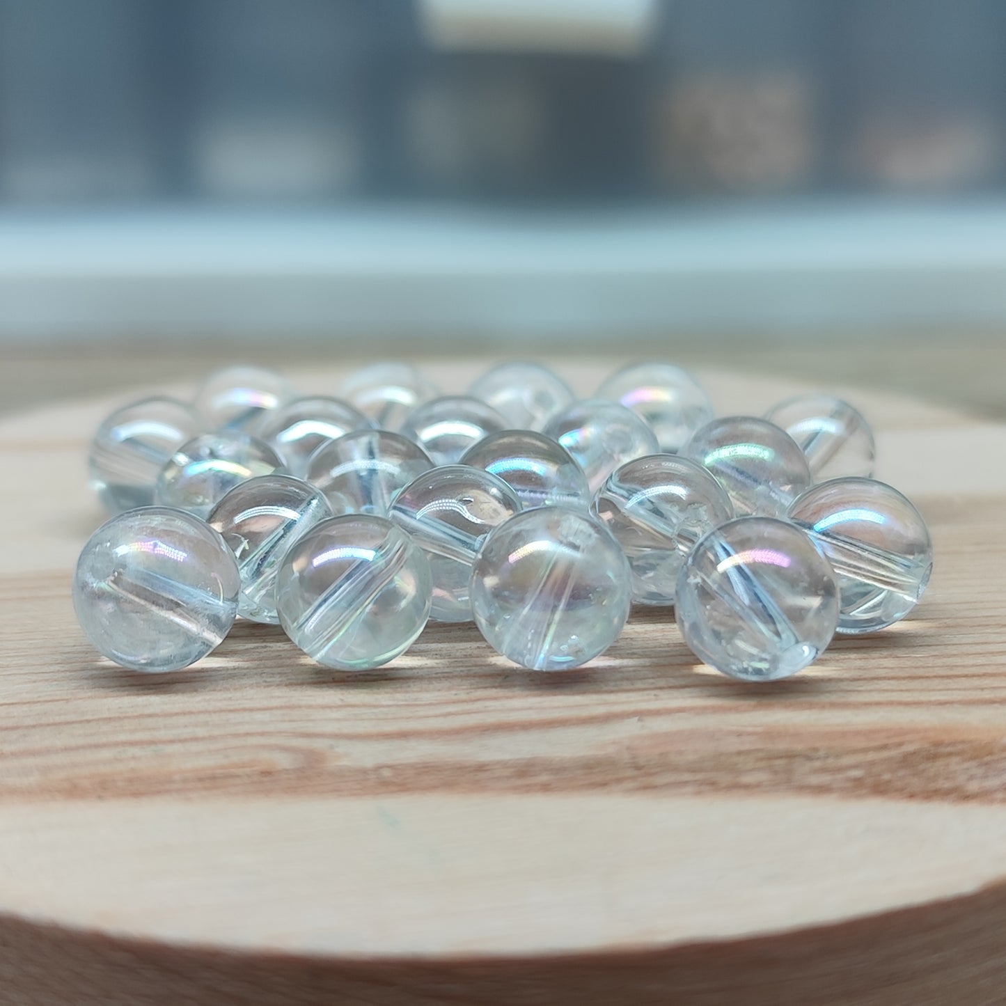 Quartz cristal de roche aura – perles naturelles 8 mm – lot de 20