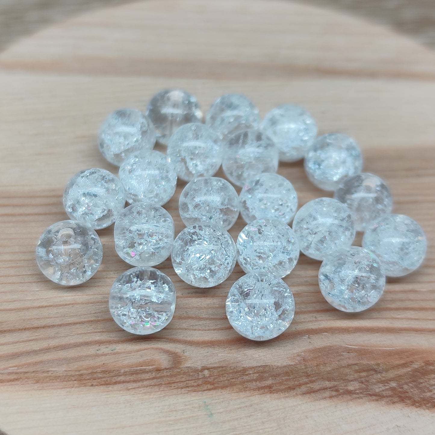 Quartz cristal de roche craquelée – perles naturelles 8 mm – lot de 20