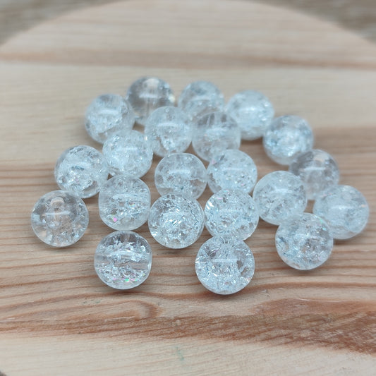 Quartz cristal de roche craquelée – perles naturelles 8 mm – lot de 20
