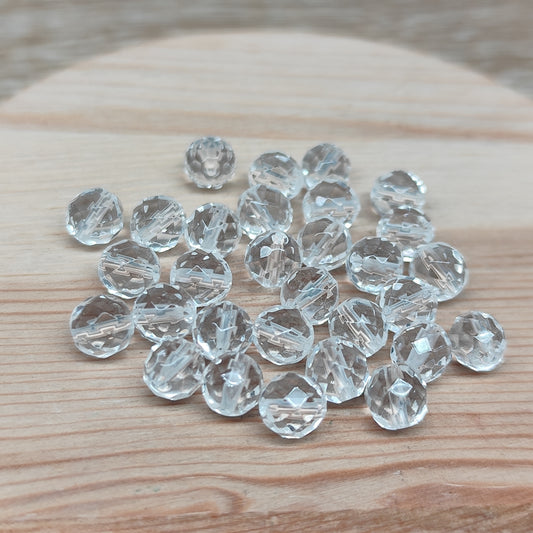 Quartz cristal de roche facetté – perles naturelles 6 mm – lot de 30