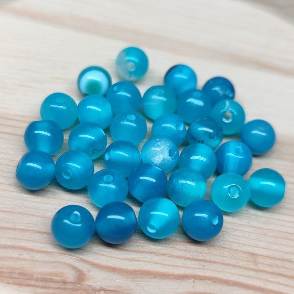 Agate bleue – perles naturelles teintées 6 mm – lot de 30