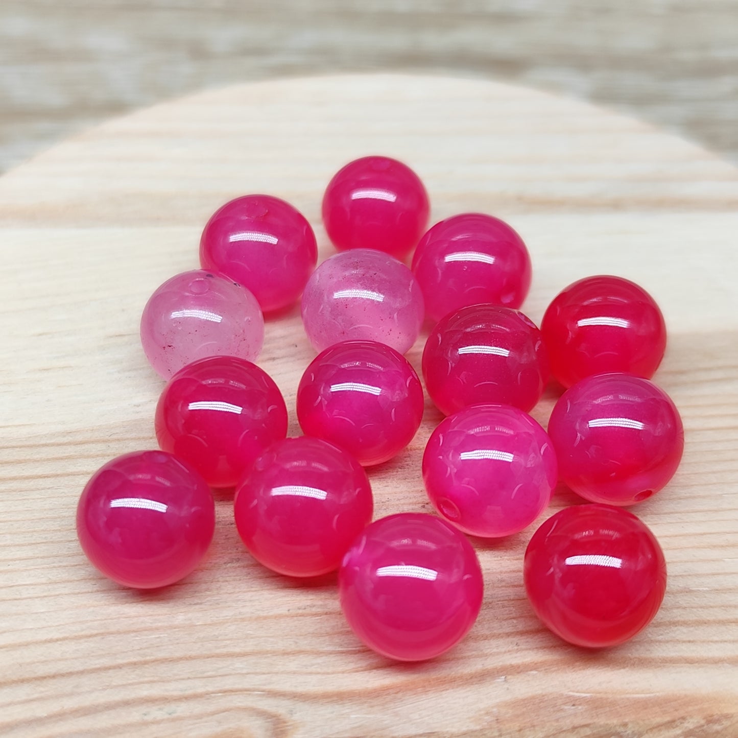 Agate rose – perles naturelles 10 mm – lot de 15
