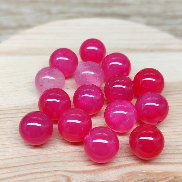 Agate rose – perles naturelles 10 mm – lot de 15