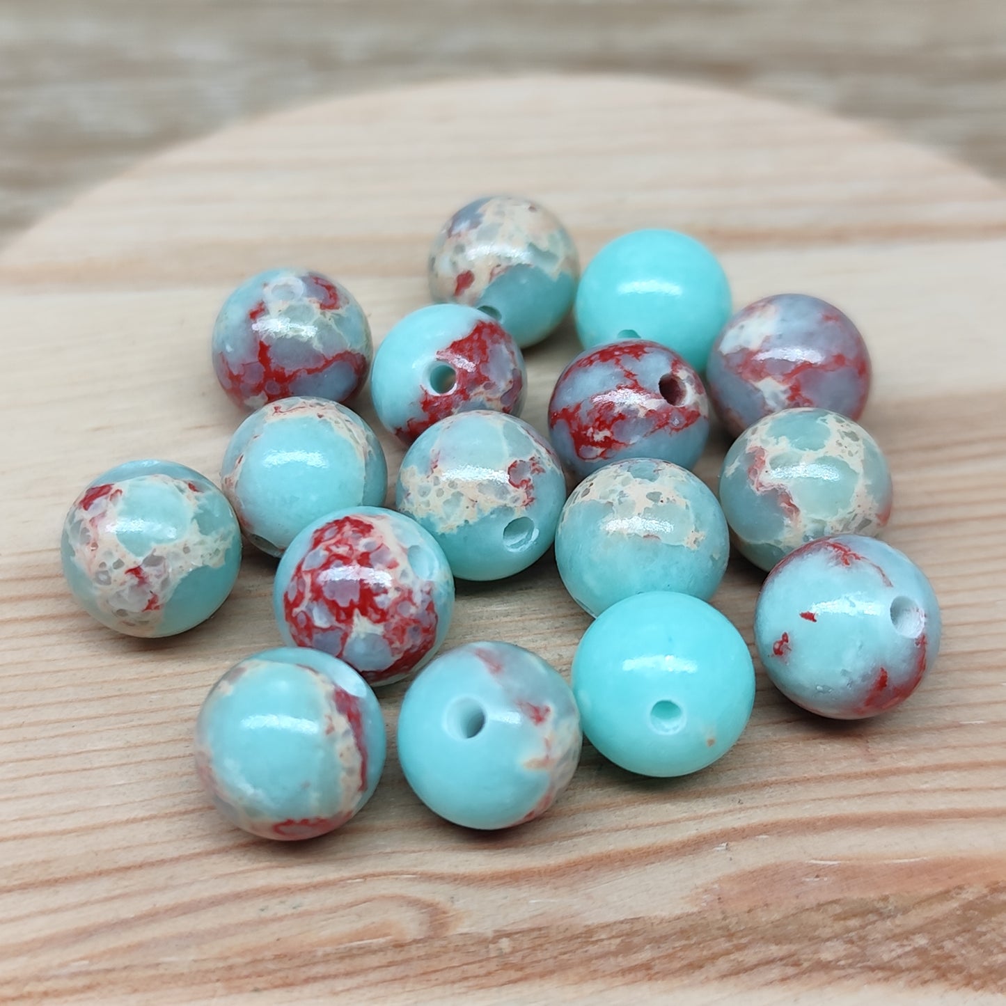 Jaspe Impérial Shoushan – perles naturelles 10 mm – lot de 15