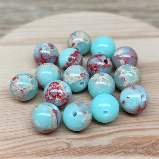 Jaspe Impérial Shoushan – perles naturelles 10 mm – lot de 15