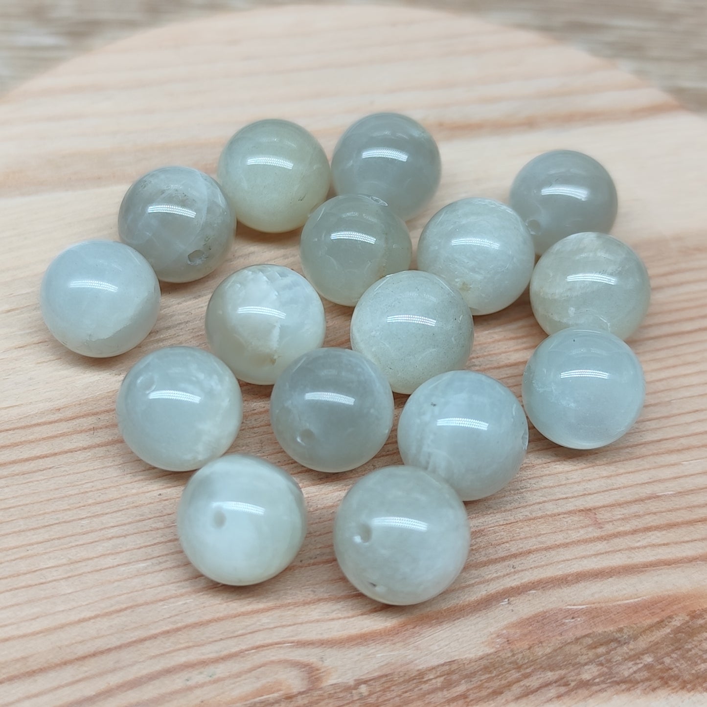 Pierre de lune blanche – perles naturelles 10 mm – lot de 15