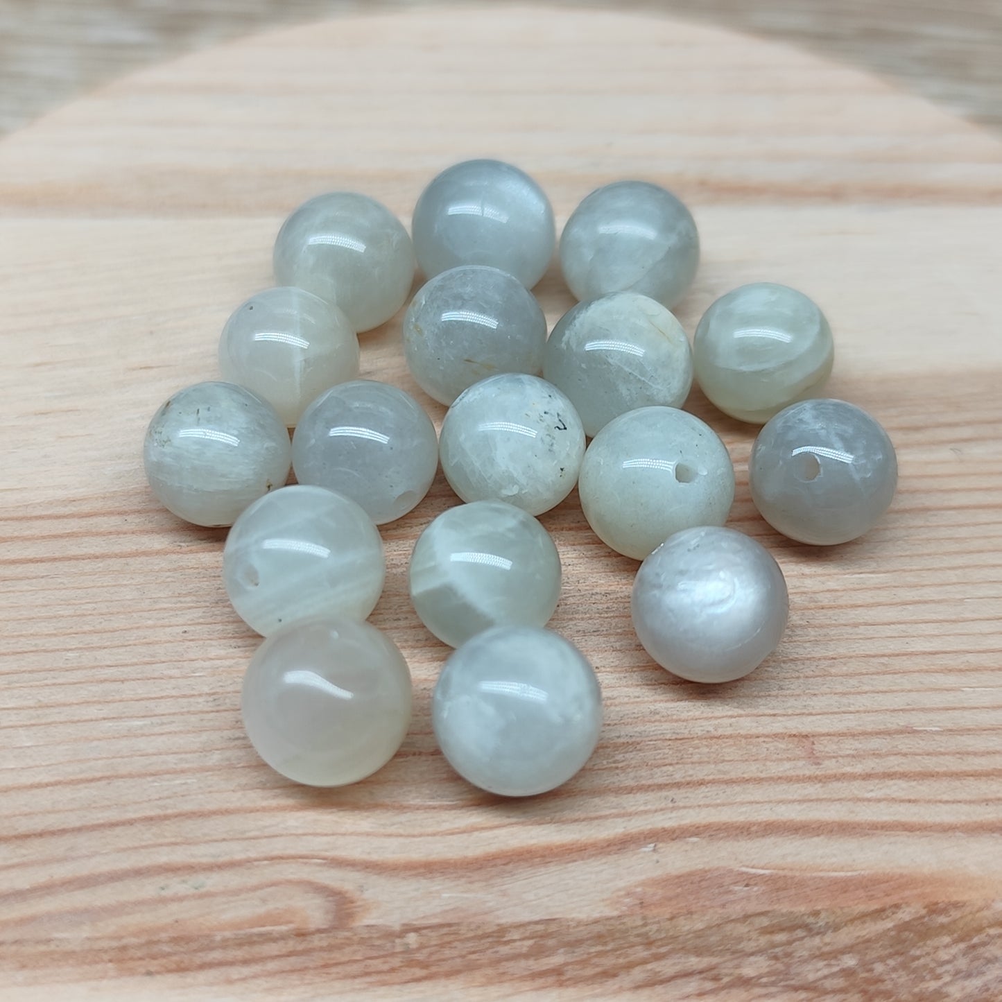 Pierre de lune blanche – perles naturelles 8,5 mm – lot de 15